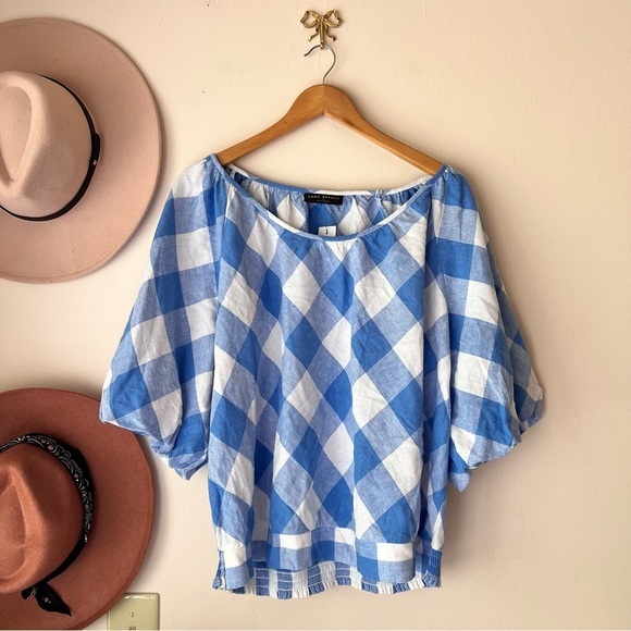 LANE BRYANT Crop Balloon-Sleeve Top & midi skirt set LINEN Lattice Check SIZE 22 - Picture 11 of 15